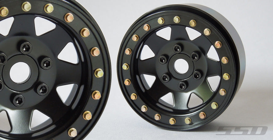 SSD00254 1.9"" Steel 8 Spoke Beadlock Wheels (Black) (2)