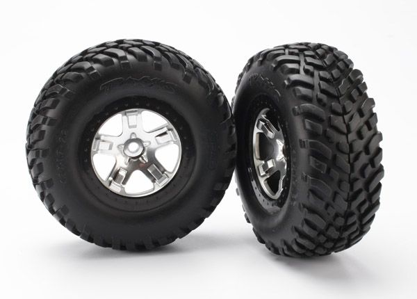 5873X SCT Satin Chrome & Black Wheels & Off-Road Tires (2) | The RC Shop at Dr Dans