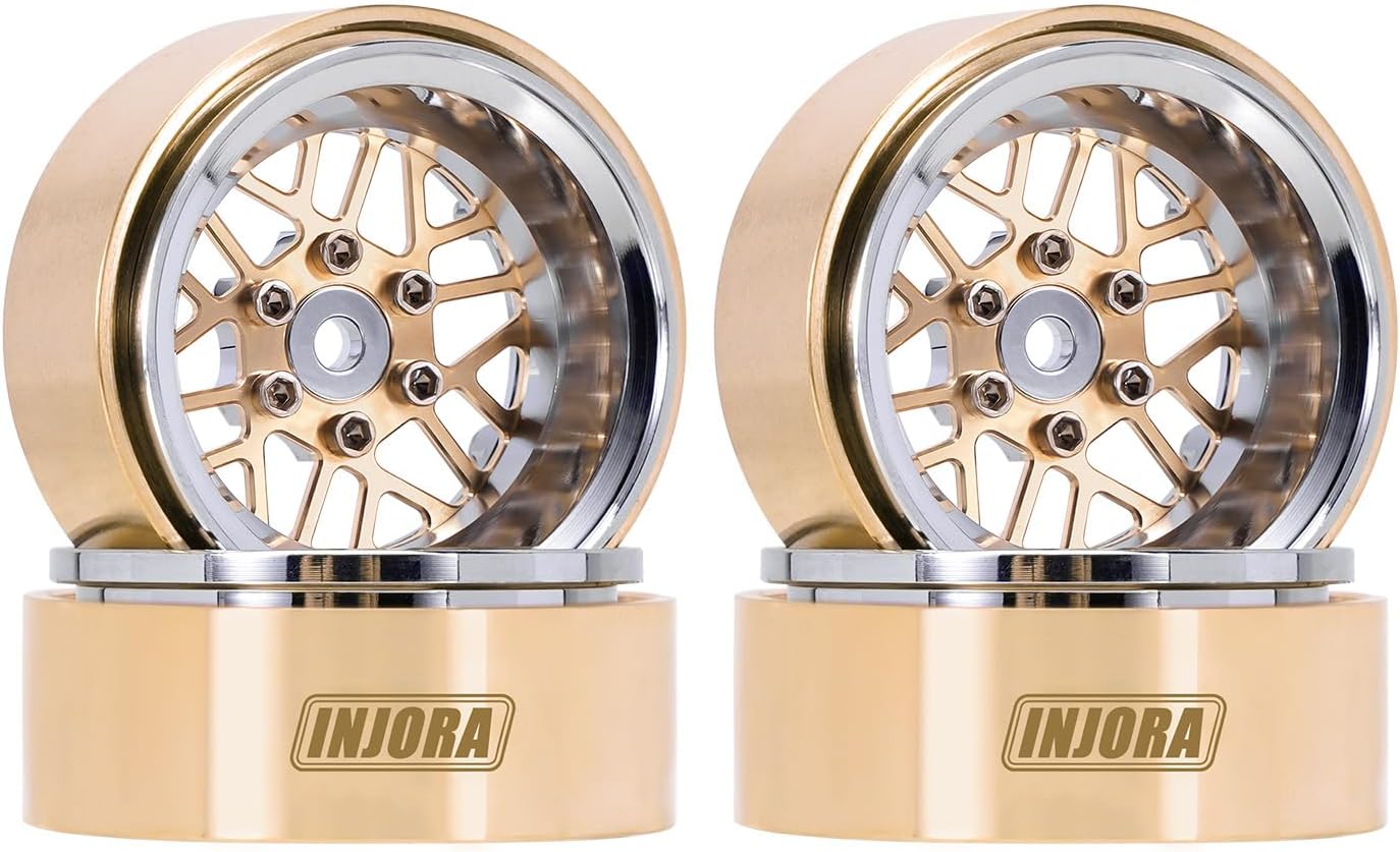 INJORA ModuWheel 1.3” Negative Offset Brass & Aluminum Beadlock Wheels Rim for 1/18 1/24 RC Crawlers TRX4M SCX24 Upgrade