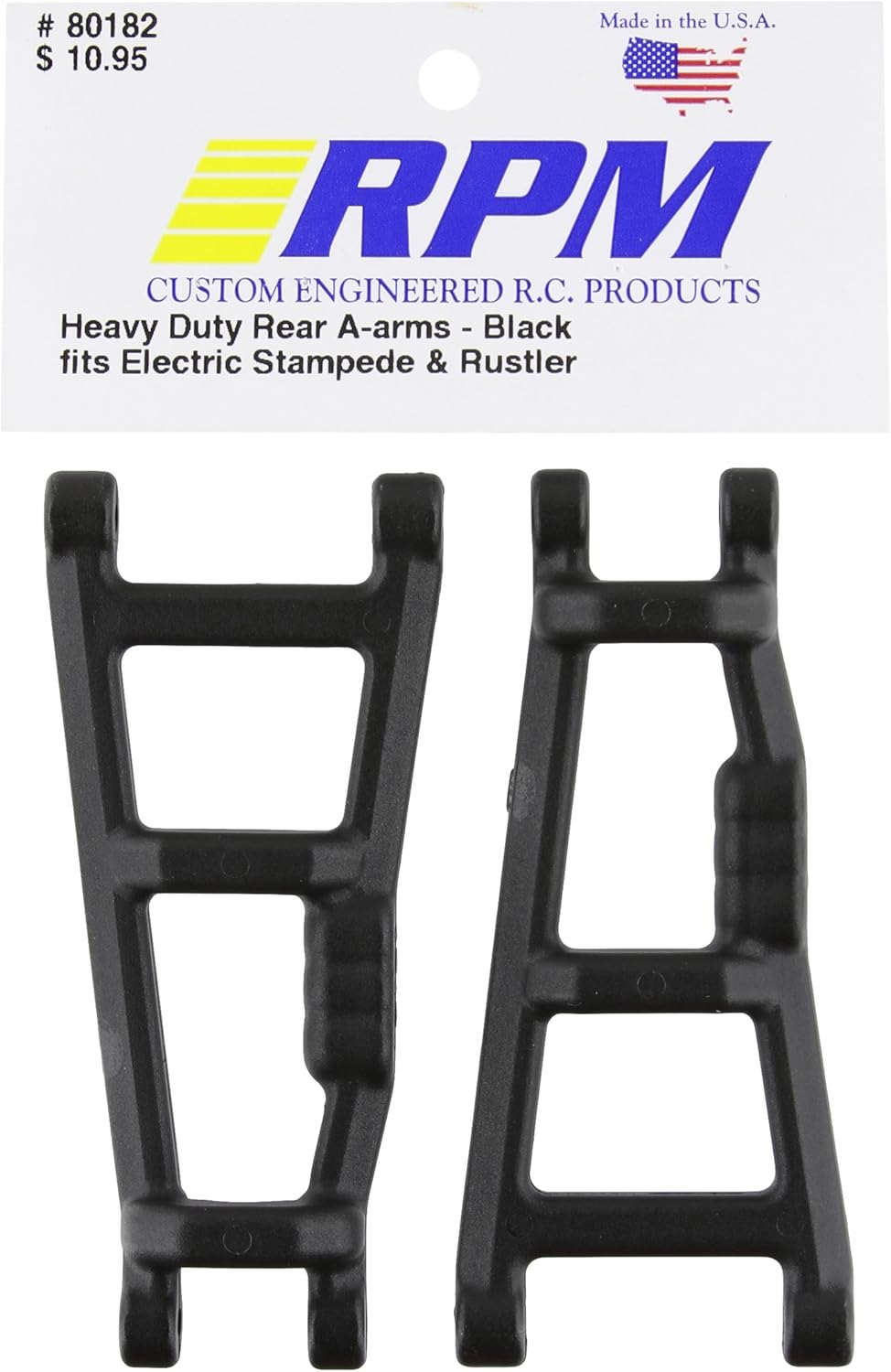 RPM 80182 Rear A-Arms Black E-Monster Jam, Rustler, Stampede Black