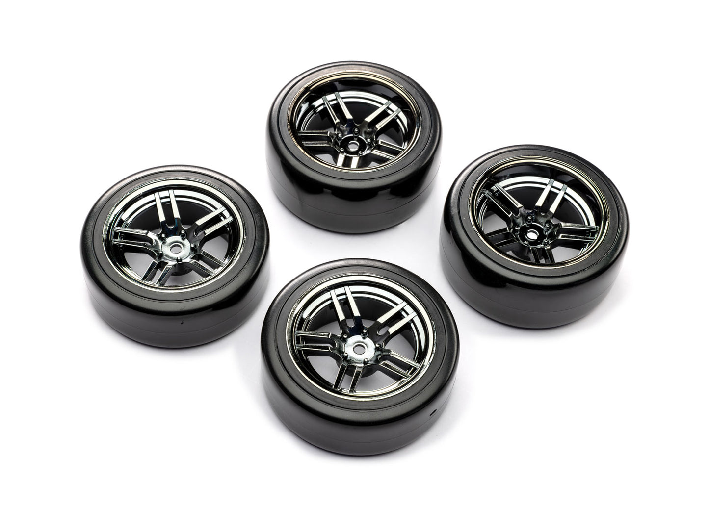8378 1.9" Black Chrome Split-Spoke Wheels & Drift Tires (4) | The RC Shop at Dr Dans