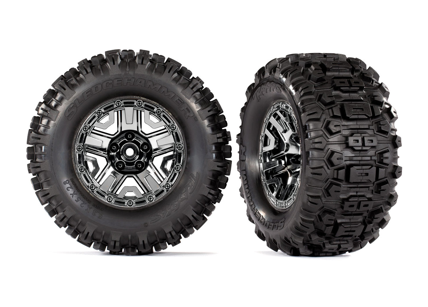 9072 2.8" Black Chrome Wheels & Sledgehammer Tires (2) | The RC Shop at Dr Dans