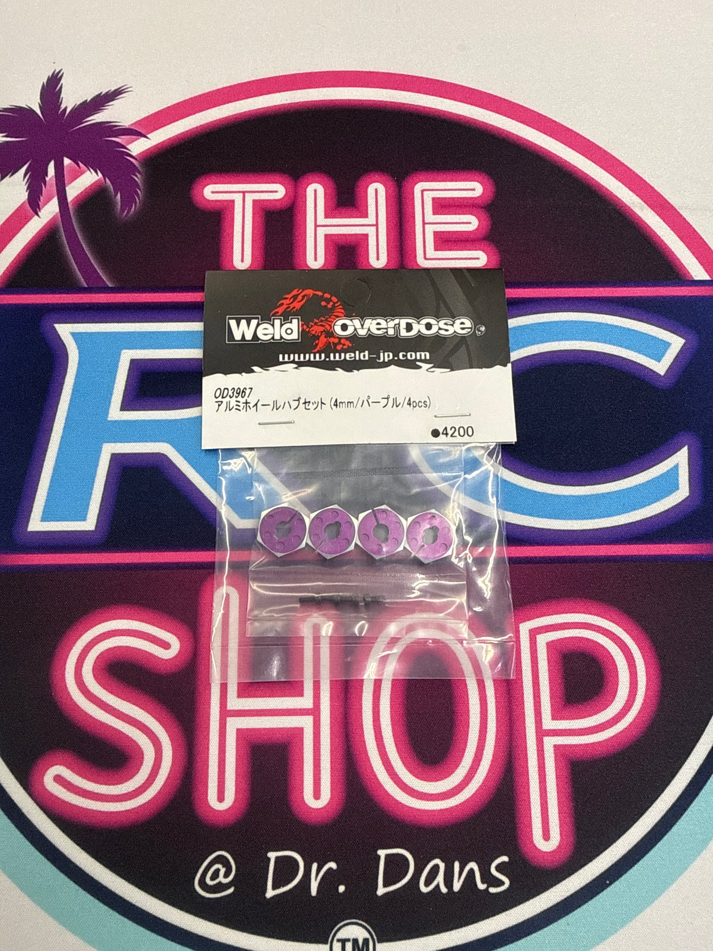 WELD OVERDOSE OD3967 Aluminum Wheel Hub 4mm – Purple – 4pcs RC Drift