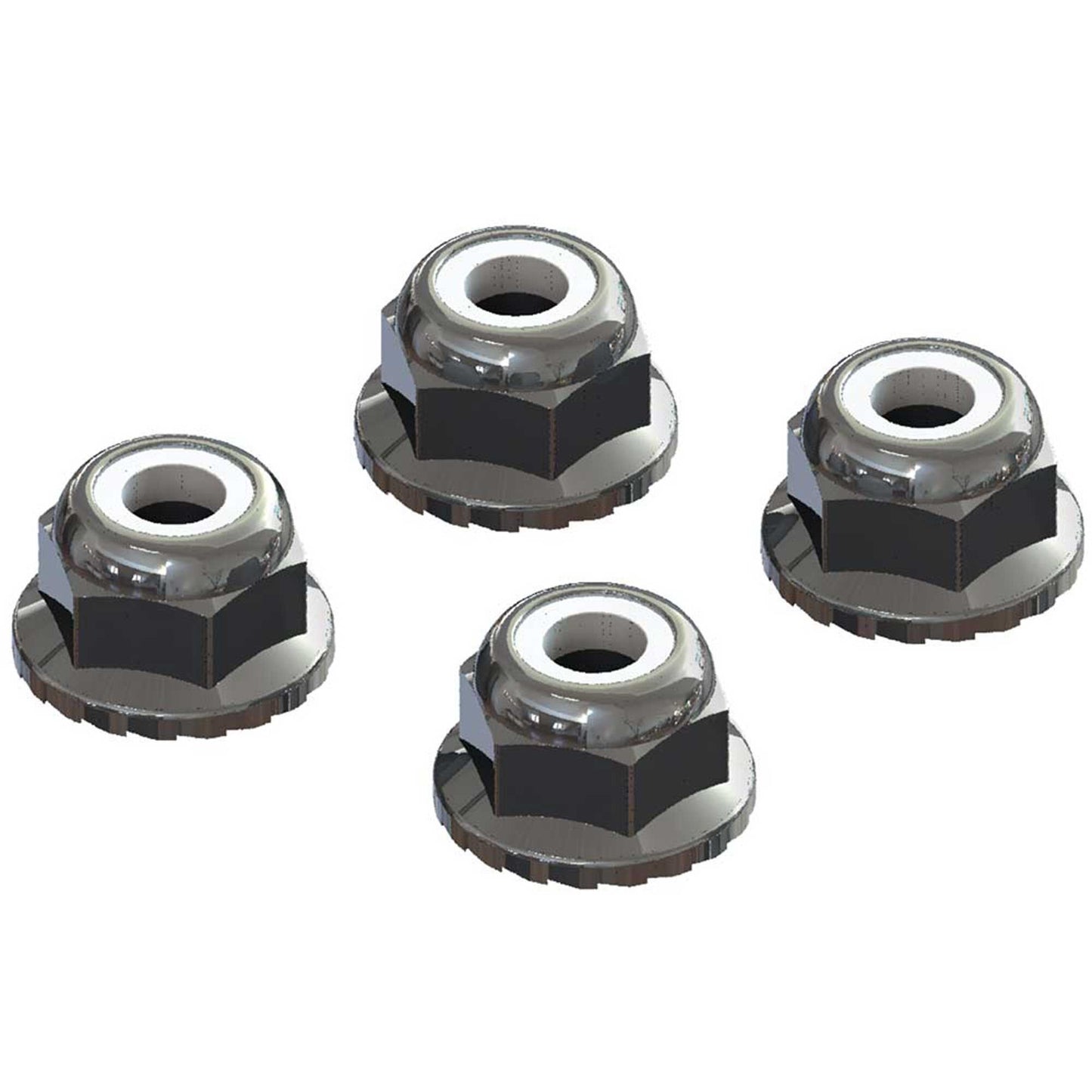 ARAC9699 AR708008 Flanged Nyloc Locknut 4mm Silver (4)