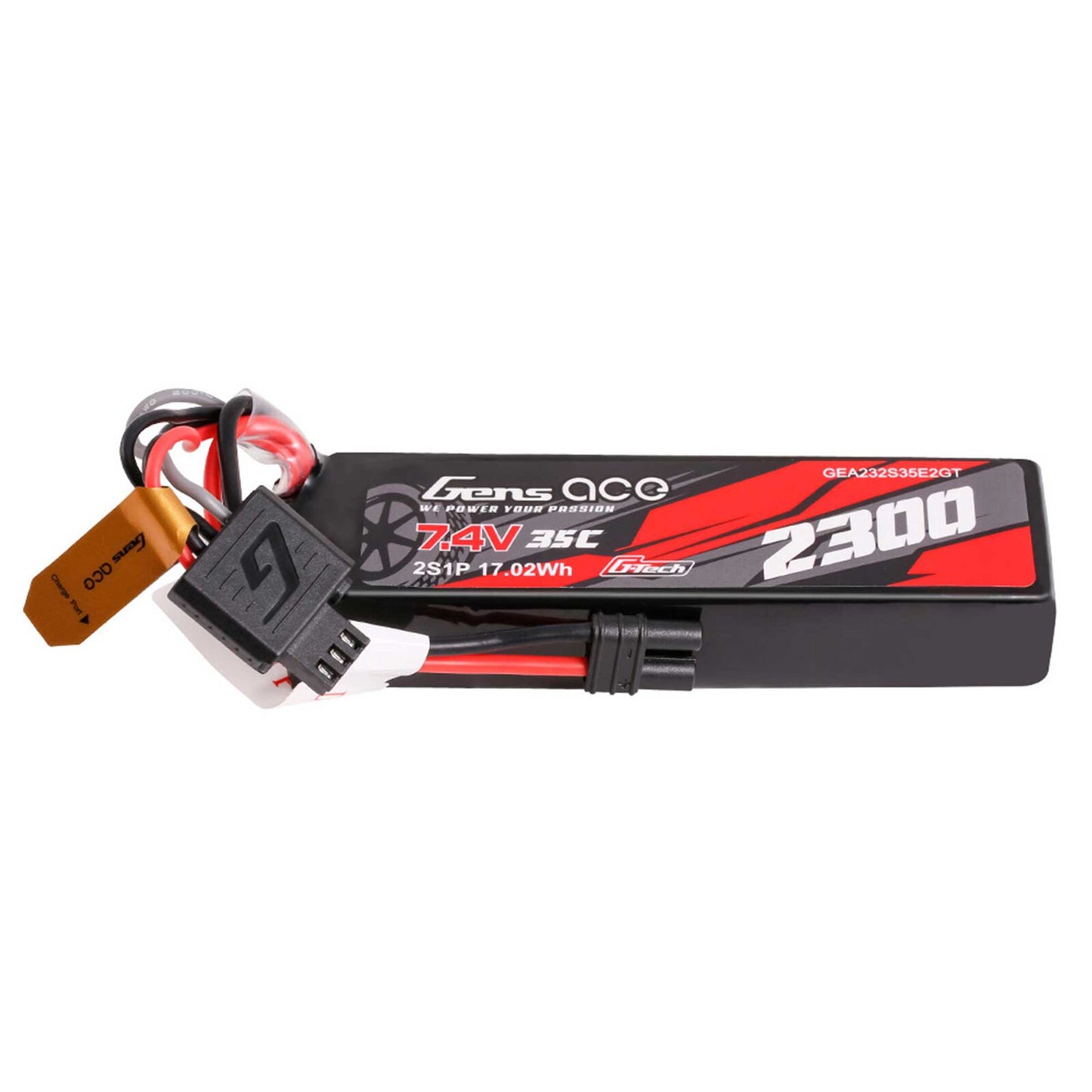 GEA232S35E2GT Gens ace 2300mAh 2S 35C 7.4V G-Tech Lipo Battery Pack with EC2 Plug