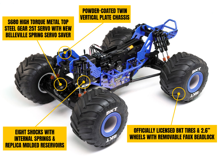 LOS04028T1 LMT 2.0: 4wd Solid Axle Monster Truck RTR - Grave Digger
