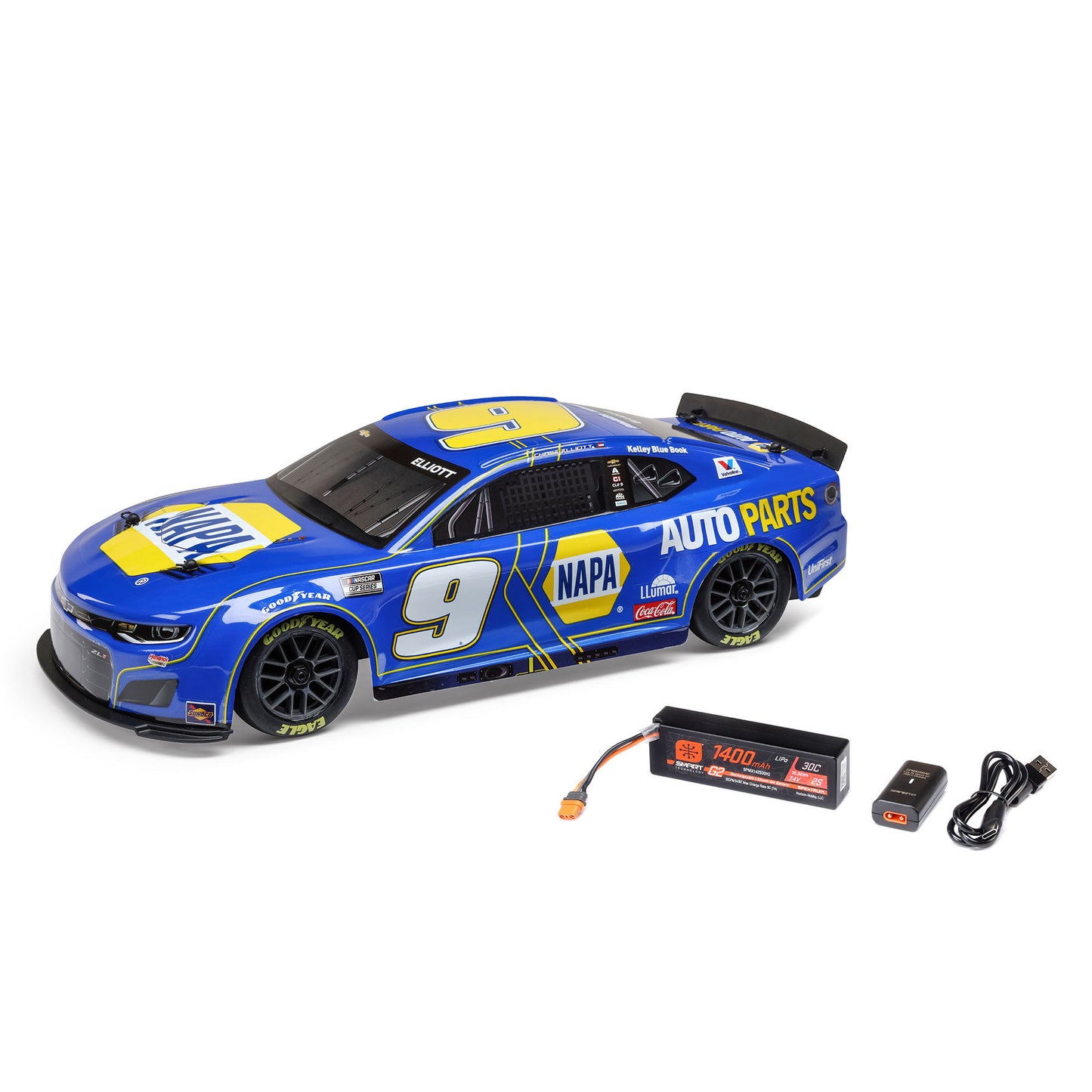 PRE ORDER ONLY FOR MID MAY LOS1122509 1/12 NASCAR RC Racecar Chase Elliot No. 9 2025 NAPA Chevrolet Camaro ZL1 2S AWD Brushed On-Road (Battery & Charger Included), Blue