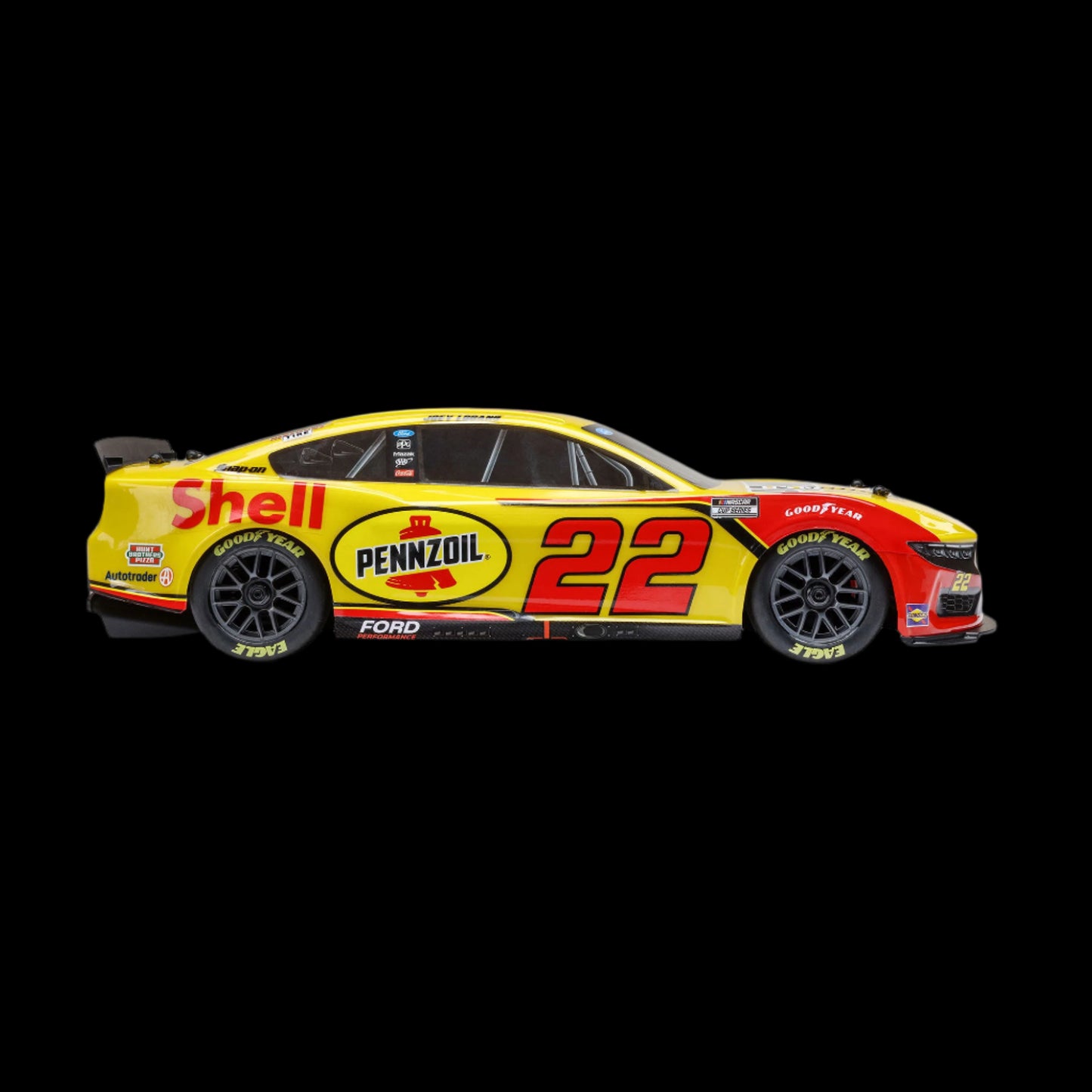 PRE ORDER ONLY FOR MID MAY LOS1122522 1/12 NASCAR RC Racecar Joey Logano No. 22 2025 Shell-Pennzoil Ford Mustang 2S AWD RTR Brushed On-Road (Battery & Charger Included), Yellow