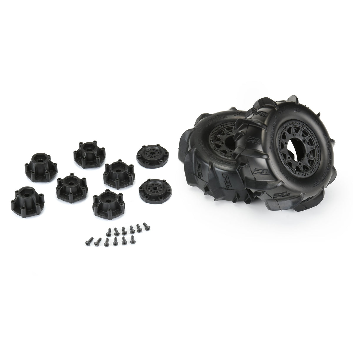 Pro-Line Dumont Paddle SC 2.2"/3.0" Tires Mounted on Black Raid Wheels – PRO1018510