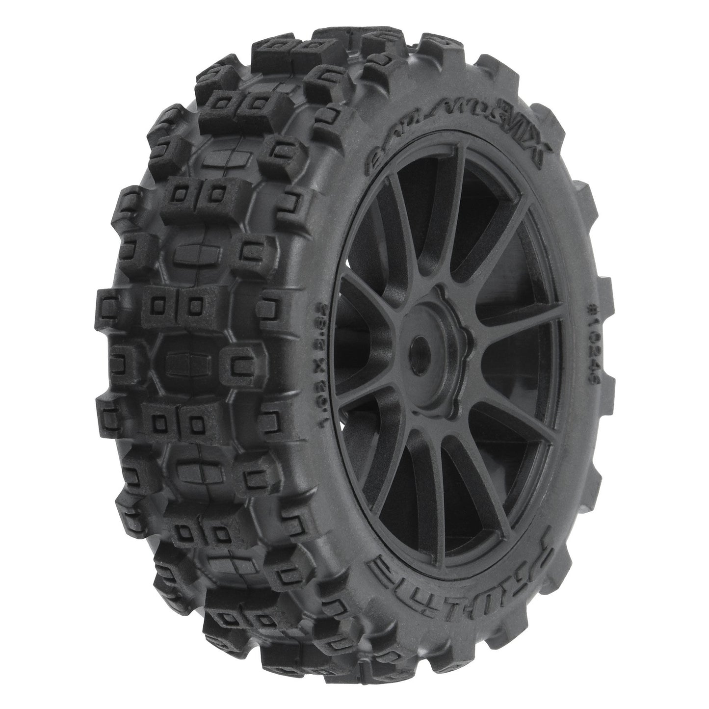PRO1024610 Badlands MX 1.9" All-Terrain Buggy Tires (4) Mounted on Mach-10 Black 1.9" 12mm Hex Wheels for Typhon GROM 4x4 Front or Rear