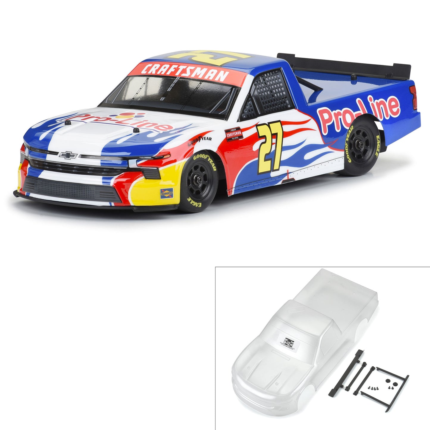 PRO365300 Pre-Cut 2024 Chevrolet Silverado NASCAR Truck Series Clear Body for Losi NASCAR Race Car | The RC Shop at Dr Dans