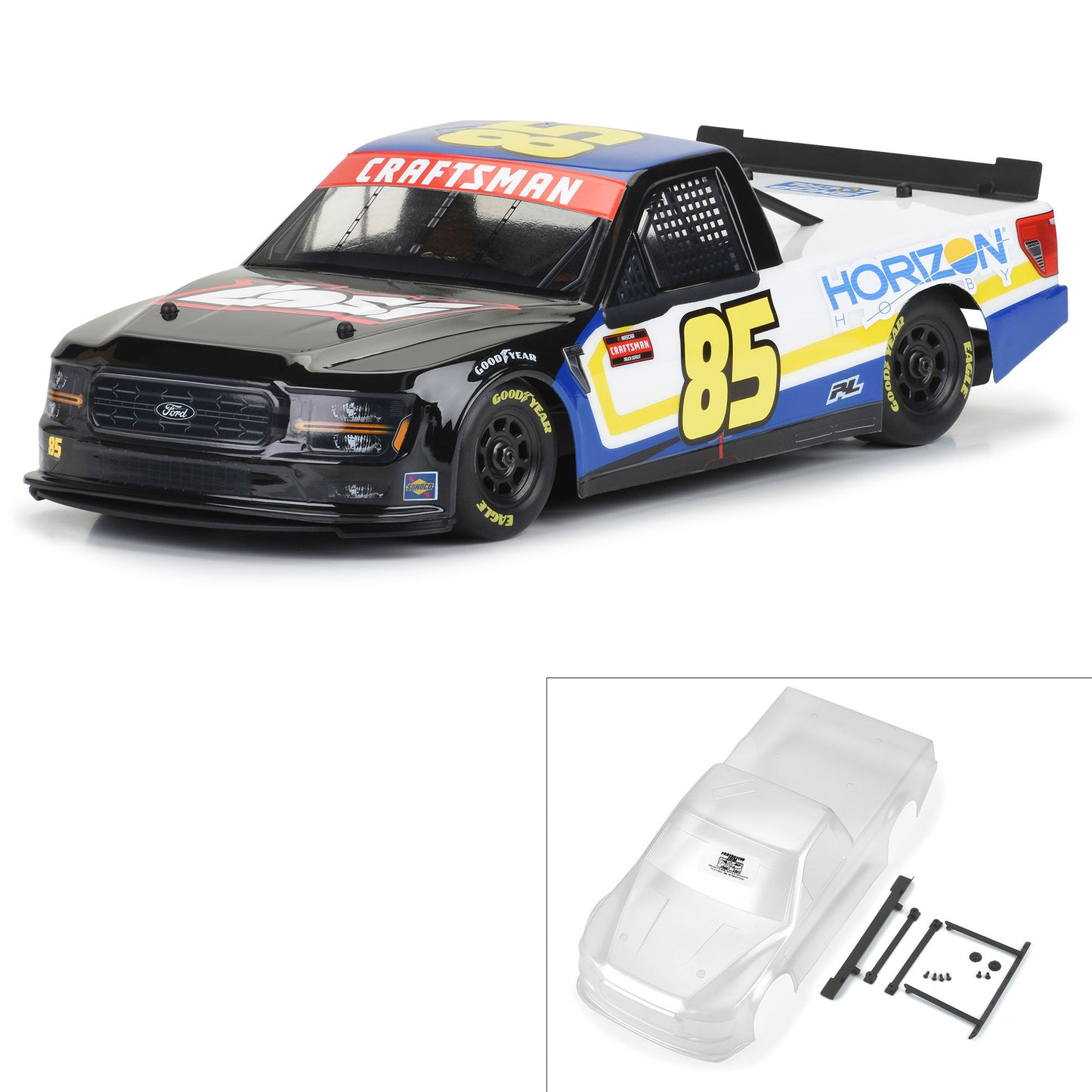 PRO365400 Pre-Cut 2024 Ford F-150 NASCAR Truck Series Clear Body for Losi NASCAR Racecar