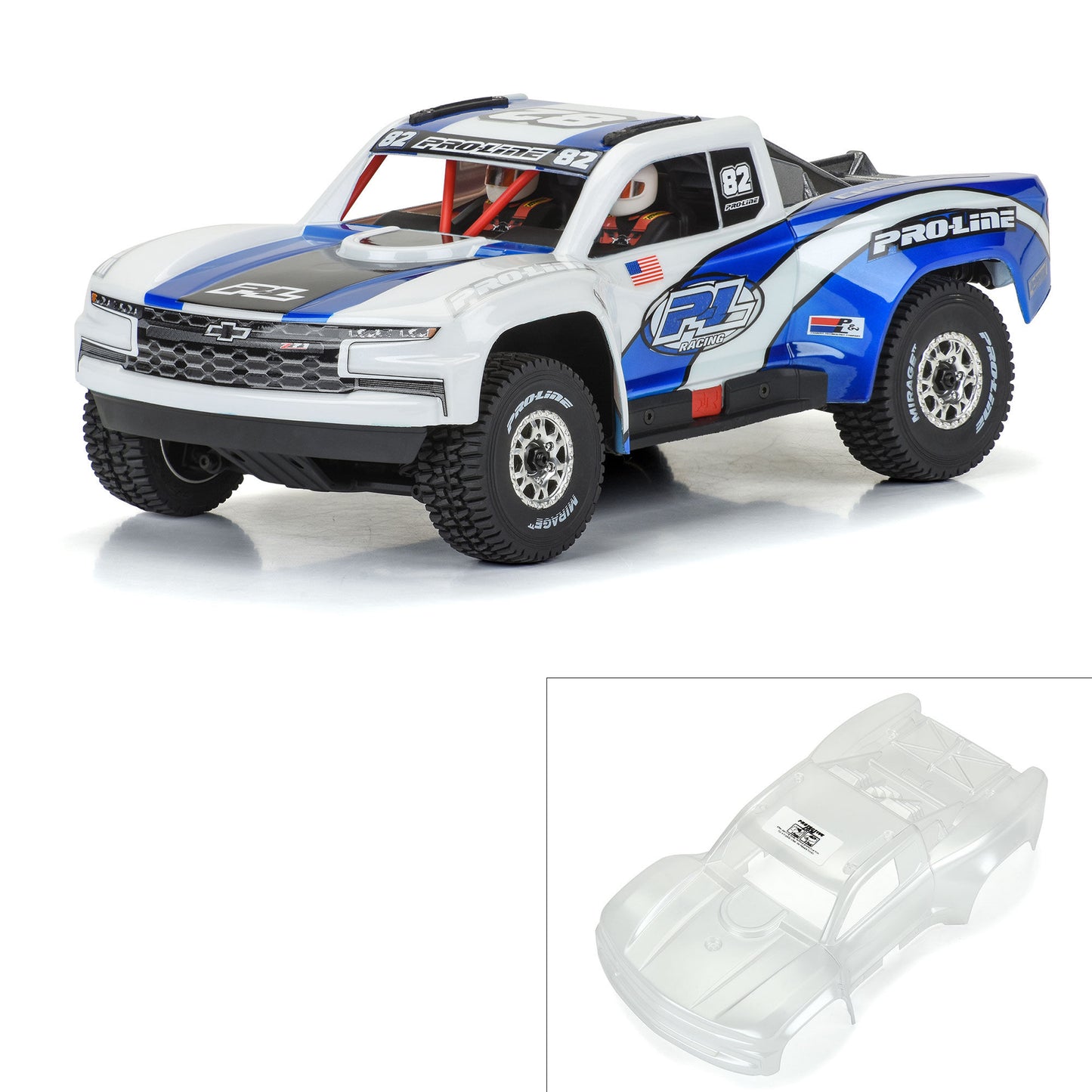 PRO367517 Pre-Cut 2019 Chevy Silverado Trophy Truck Clear Body for Arrma Mojave Grom