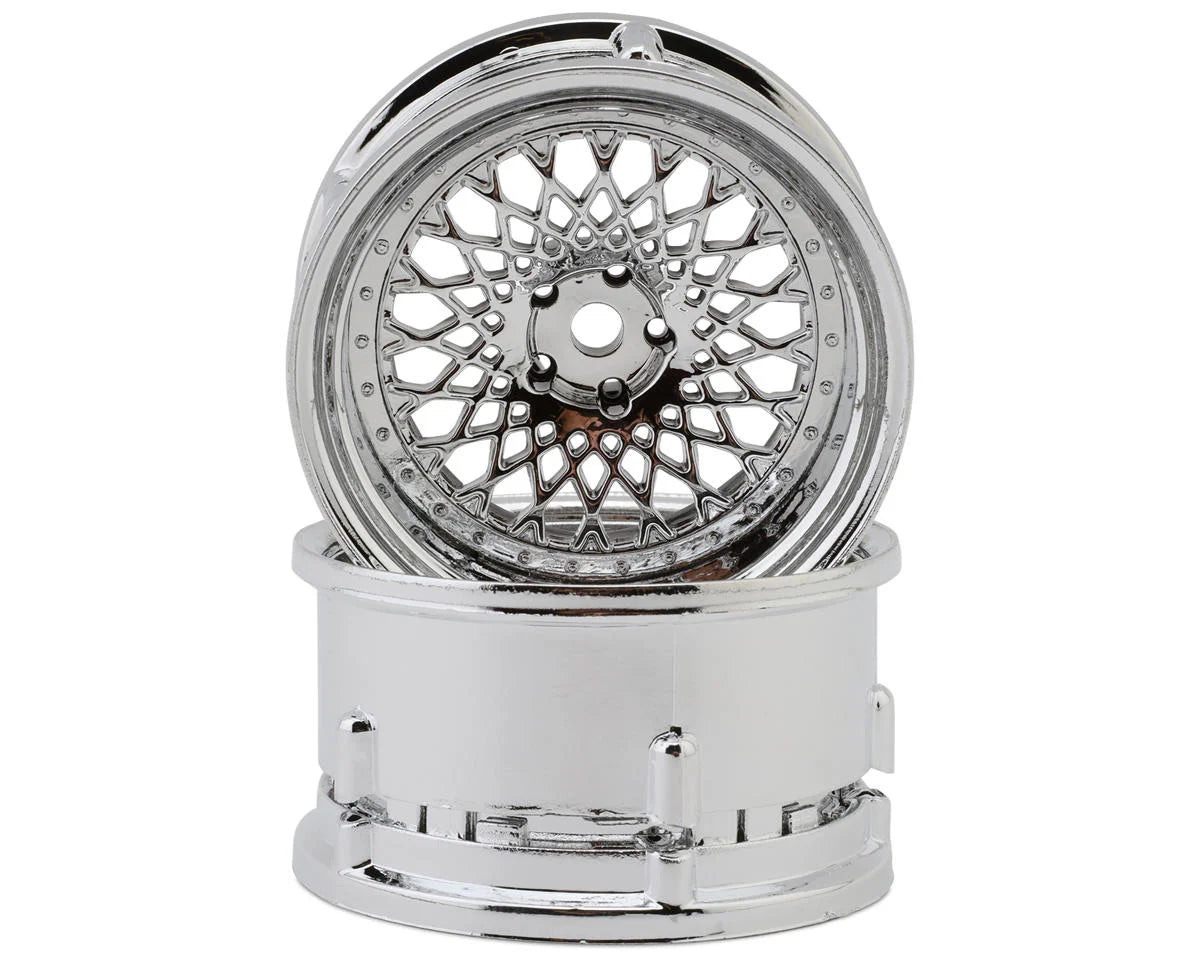 DSC-DE-308 DS Racing Element Mesh Drift Wheels (Tri Chrome) (Adjustable Offset) (2) w/12mm Hex