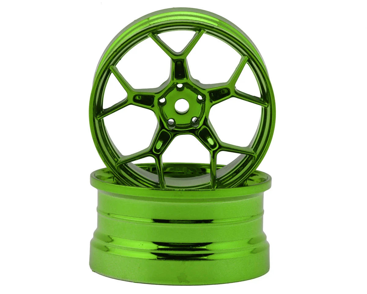 DSC-DF-5Y2-6B-GRC DS Racing Feathery Split Spoke Drift Wheels (Green Hi Gloss) (2) (6mm Offset) w/12mm Hex | The RC Shop at Dr Dans