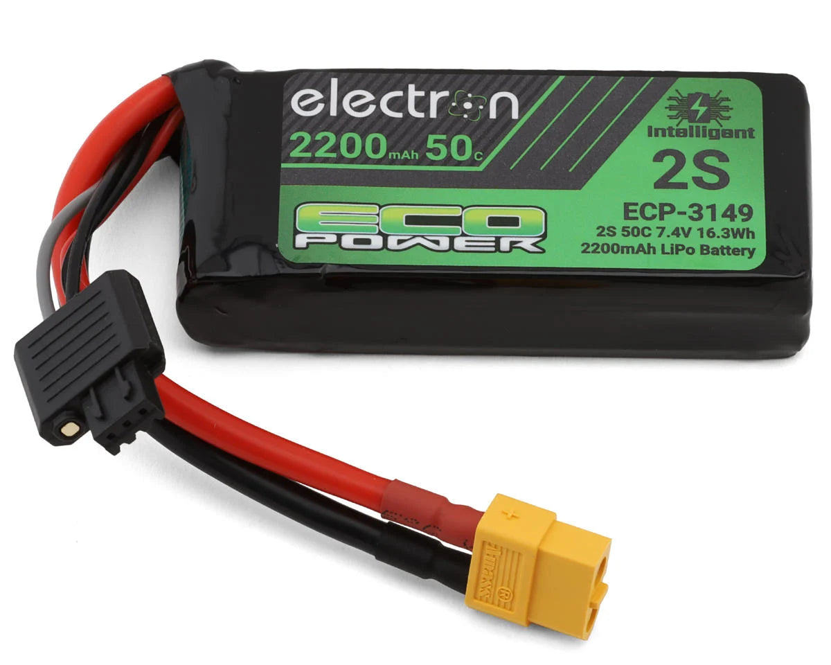 ECP-3149 EcoPower "Electron" 2S 50C Intelligent LiPo Battery w/XT60 Connector (7.4V/2200mAh) | The RC Shop at Dr Dans