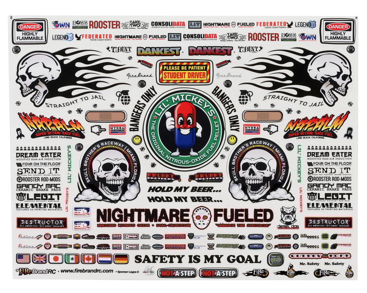 FBR1SCLDTL526 Firebrand RC Sponsor Logos 6 Decal Sheet (8.5x11")