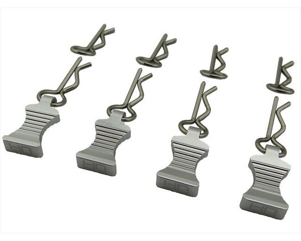 HRAAC03EZ08 1/10 Silver Aluminum EZ Pulls (4pcs), Body Clips (8pcs)