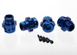 6469 Wheel hub, splined, 17mm, 6061-T6 aluminum (blue-anodized) (4)/ screw pin, 4x13mm (with threadlock) (4) (for 6mm axles)
