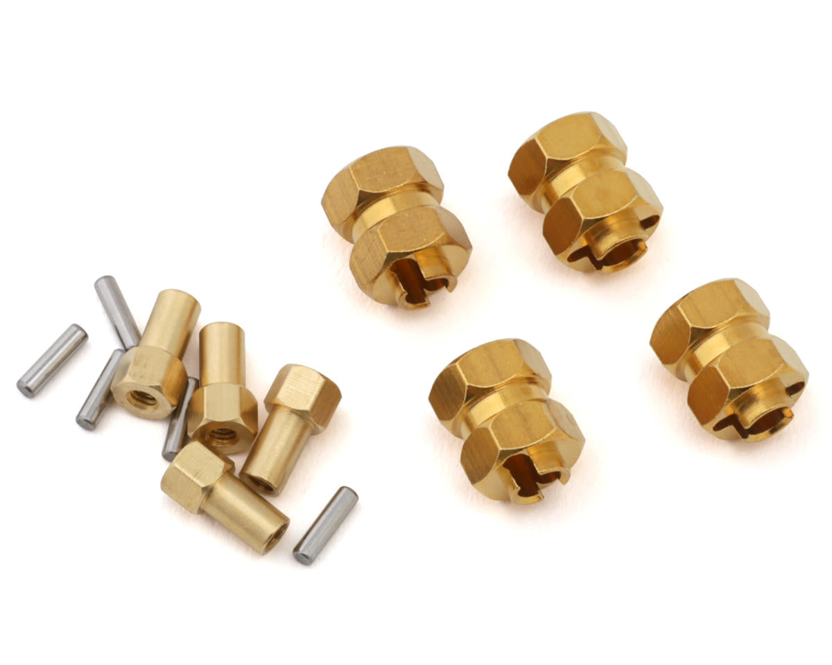 INJORA +5mm Brass Wheel Hex Extenders for Axial SCX24 / AX24 (4) – INJSCX24-17