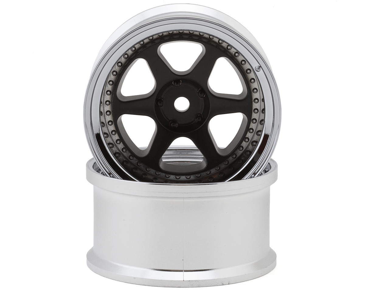 LWH-LW-0506MCBA LAB Meister L1 1/10 Drift Wheels (Matte Carbon/Chrome) (2) (6mm Offset) w/12mm Hex