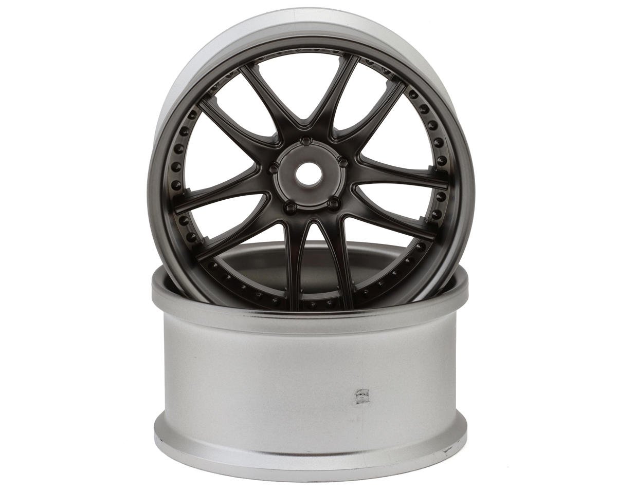 LWH-LW-0606MBCA LAB Work Emotion CR3P 1/10 Drift Wheels (Matte Black/Chrome) (2) (6mm Offset) w/12mm Hex