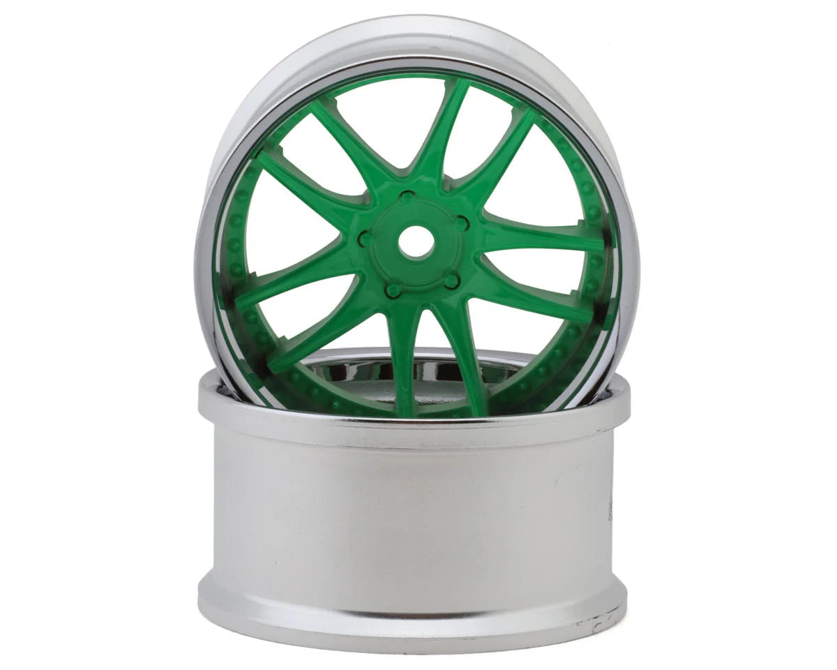 LWH-LW-0606CNG / LWH-LW-0608CNG LAB Work Emotion CR3P 1/10 Drift Wheels (Chrome/Neon Green) (2) w/12mm Hex | The RC Shop at Dr Dans