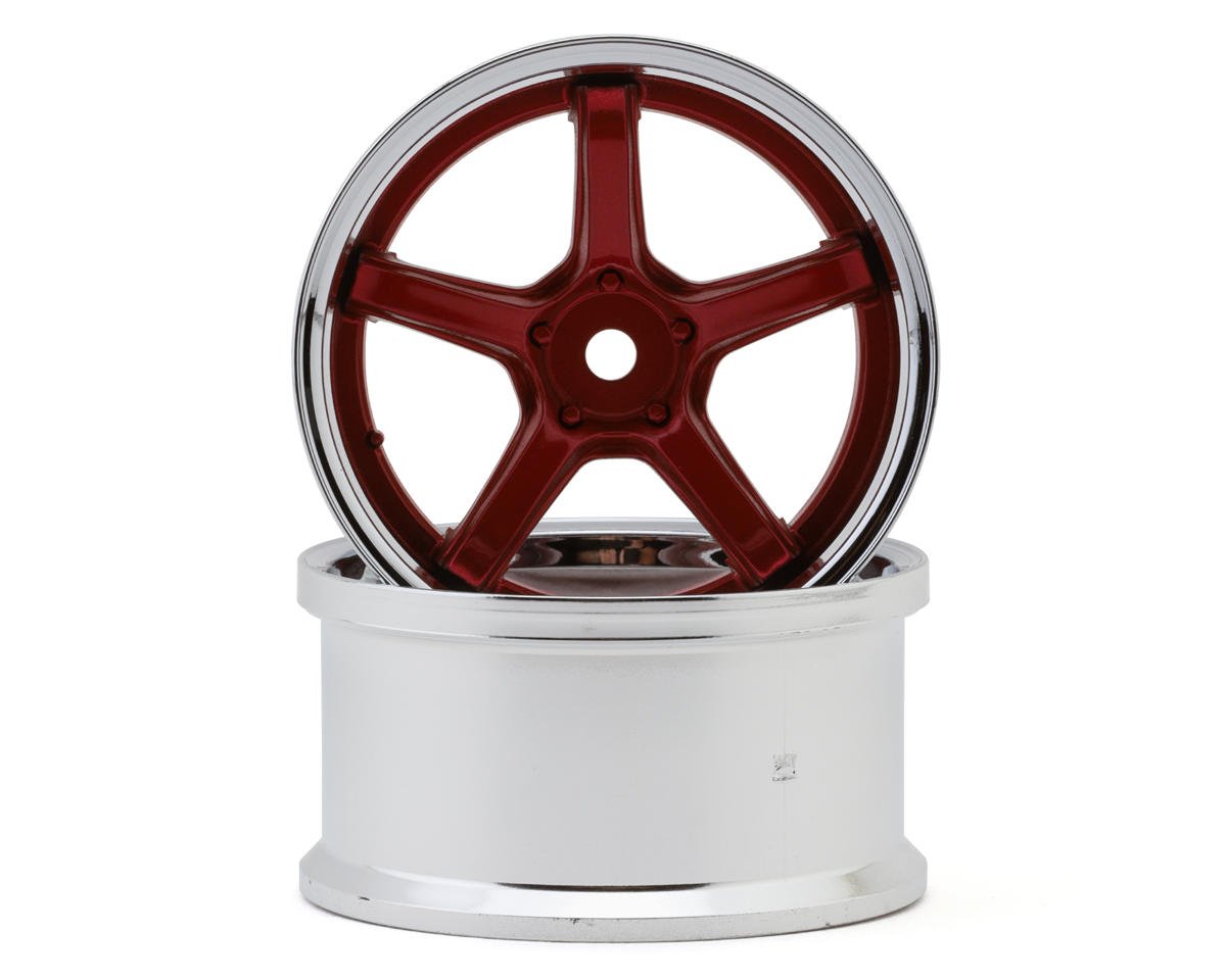 LWH-LW-0708CR LAB Work Emotion T5R 1/10 2-Piece Concave Drift Wheels (Candy Red) (2) (8mm Offset) w/12mm Hex