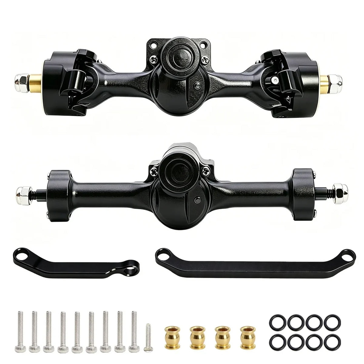 PowerHobby Aluminum Complete Front & Rear Axle Set for Axial SCX30 – Black – PHB7792BLACK
