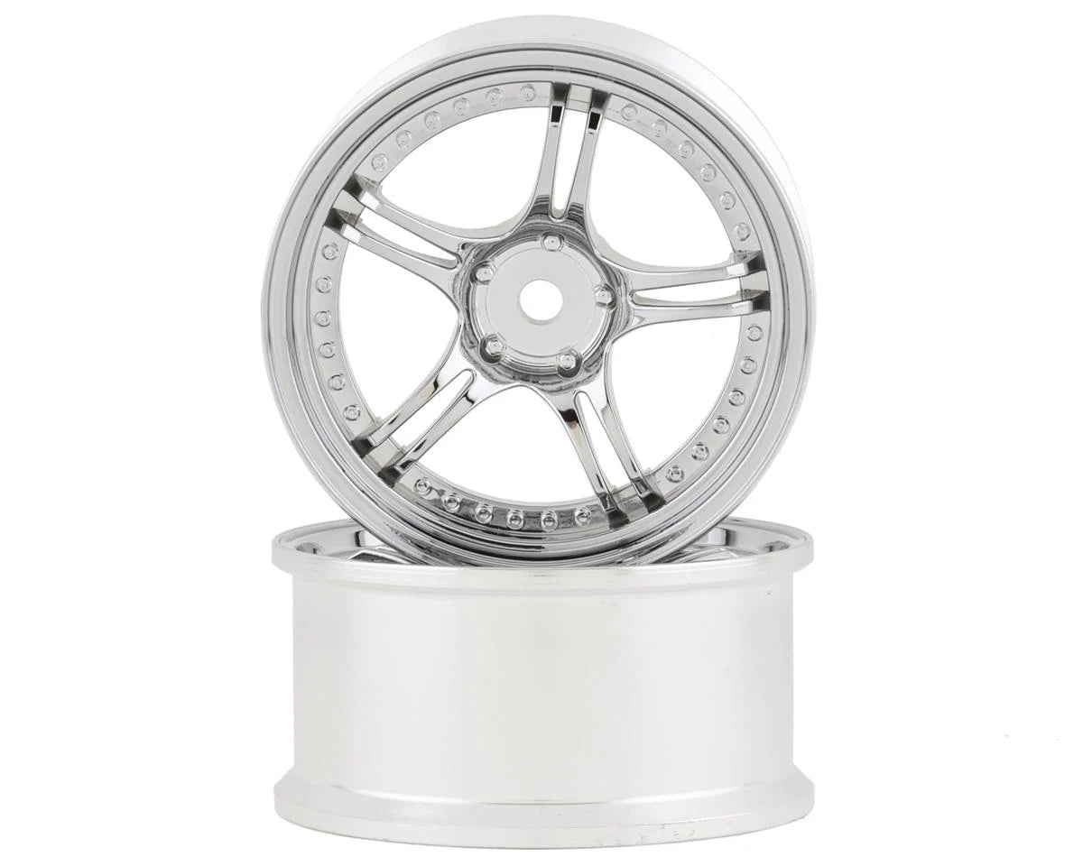 RCA-ART-WW-0508CS 5-Split Spoke Drift Wheels (Chrome Silver) (2) w/12mm Hex
