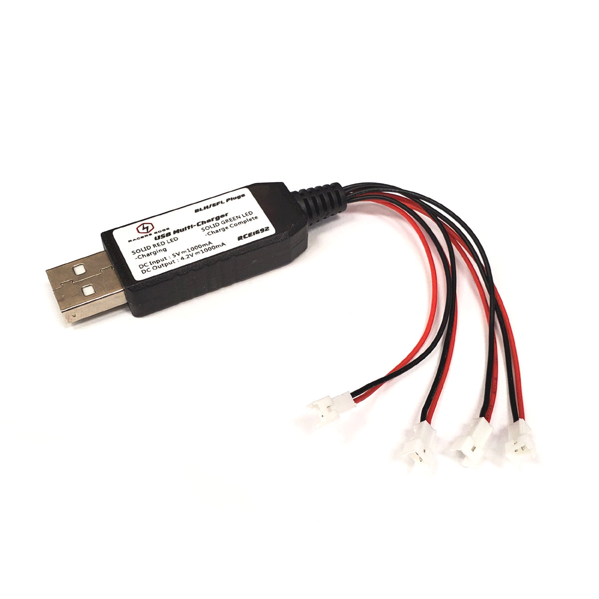 RCE1692 USB Multi-Charger for Charging Up To 4 1S Lipo Batteries at Once, Blade/E-flite Connector