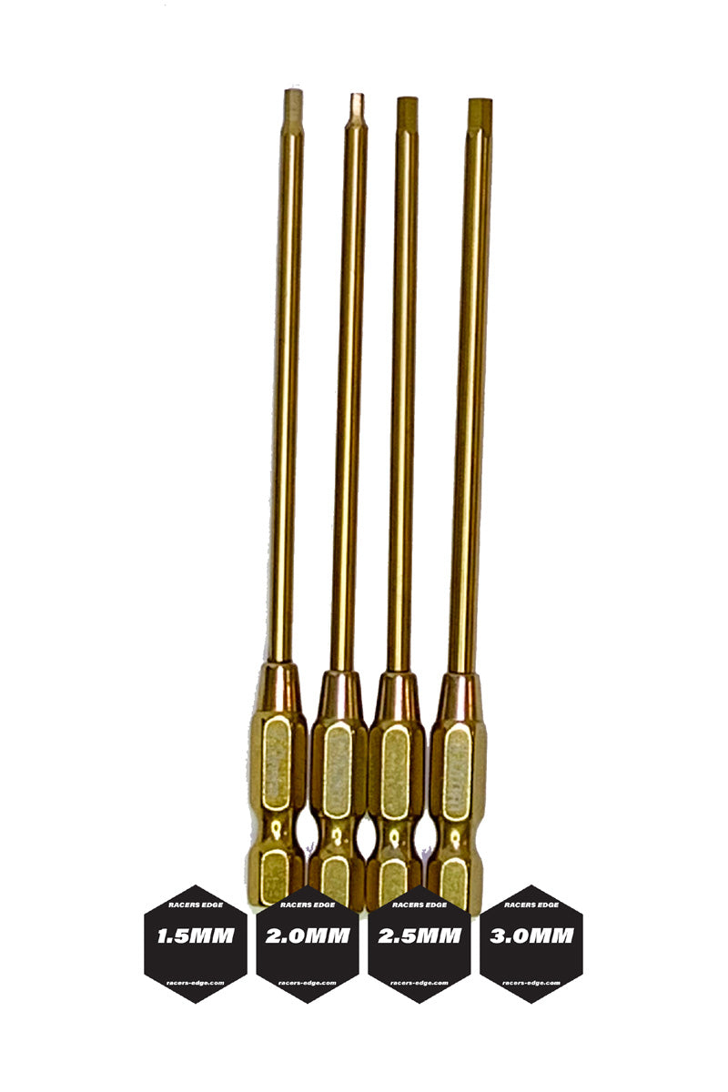 RCE7201 Metric TiN Coated Hex Bit Set with 1.5mm, 2.0mm, 2.5mm, and 3.0mm | The RC Shop at Dr Dans