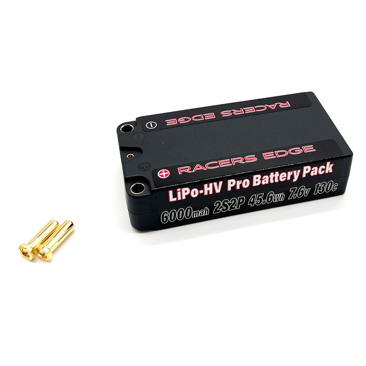 RCEPROLP60002S130 Racers Edge ROAR Approved - 6000mAh 2S 7.6V 130C Shorty Hard Case Lipo Battery Pack with 5mm Bullet Plug