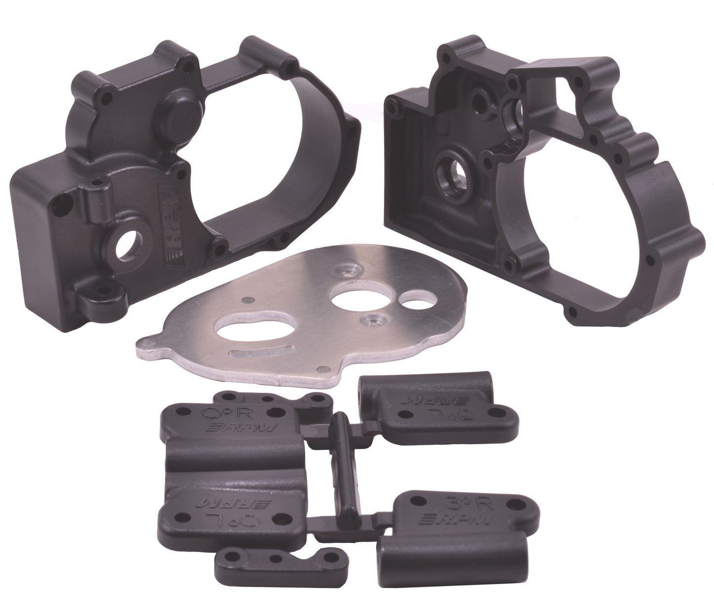 RPM73612 Gearbox Housing & R Mounts,Black:TRA 2WD Vehicles