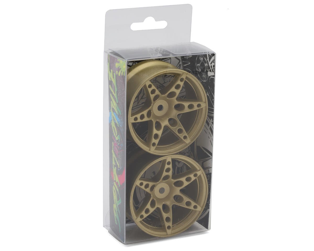 SDW-SRCR1-GLD Sideways RC SRC R1 Multi-Spoke Nylon Drift Wheels (Gold) (2) (6mm Offset) (6mm Offset) w/12mm Hex