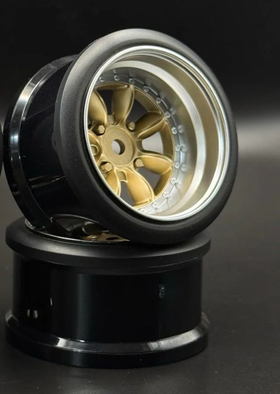 Hayashi Garage Pana 8-Spoke Gold 1/10 Drift Wheels – 6mm / 8mm Offset