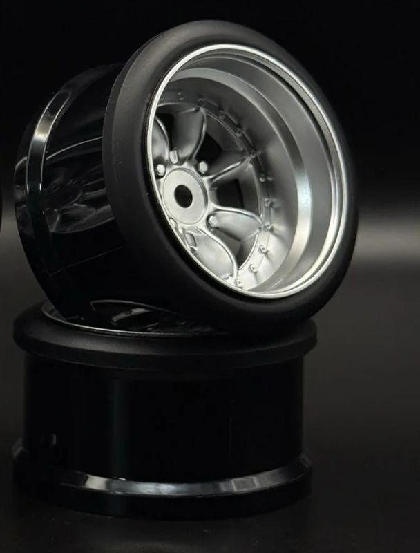 Hayashi Garage Pana 8-Spoke Silver 1/10 Drift Wheels – 6mm / 8mm Offset
