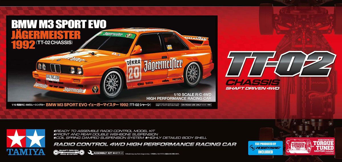 TAM58760 RC BMW M3 Sport EVO 1992, Jagermeister TT02 | The RC Shop at Dr Dans