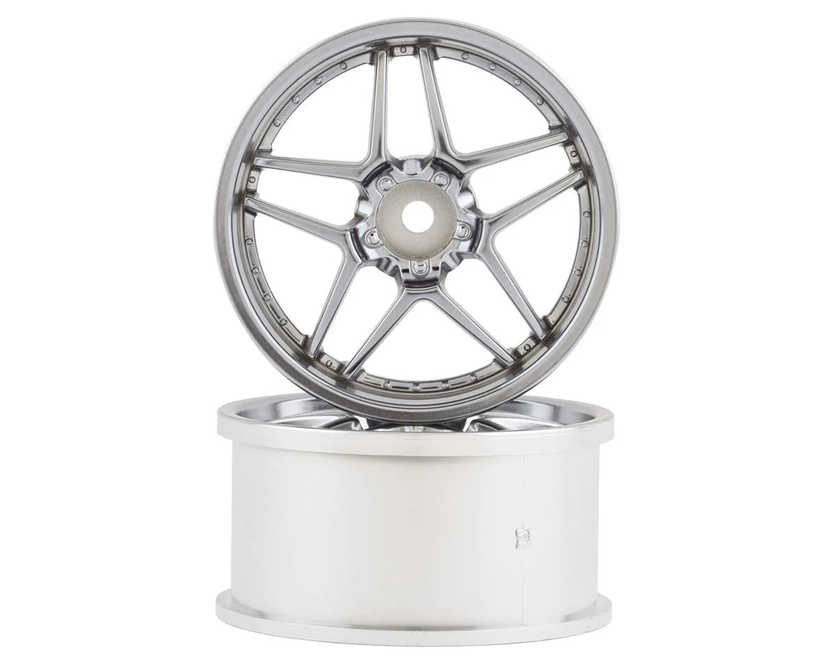 TDW-EW-0206MC 5-Split Spoke Drift Wheels (Matte Chrome) (2) (6mm
