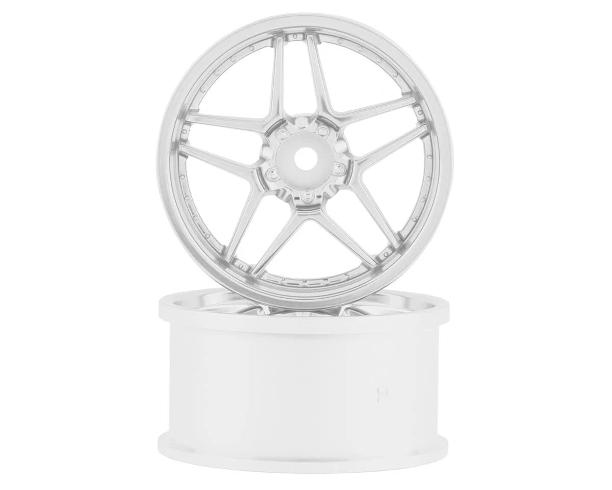 Silver alloy wheel on a white background