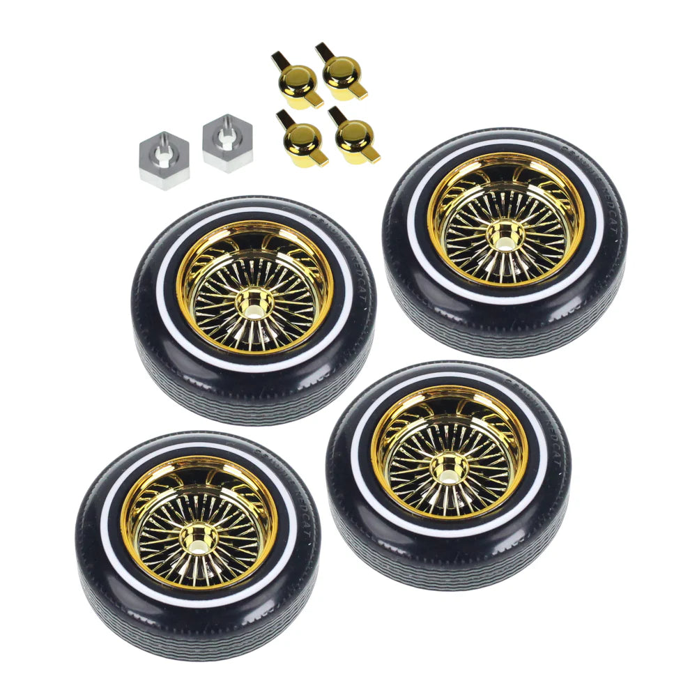 RER33013 Gold Wheel & Tire with Center Knockoff (W/2pcs silver wheel hex)