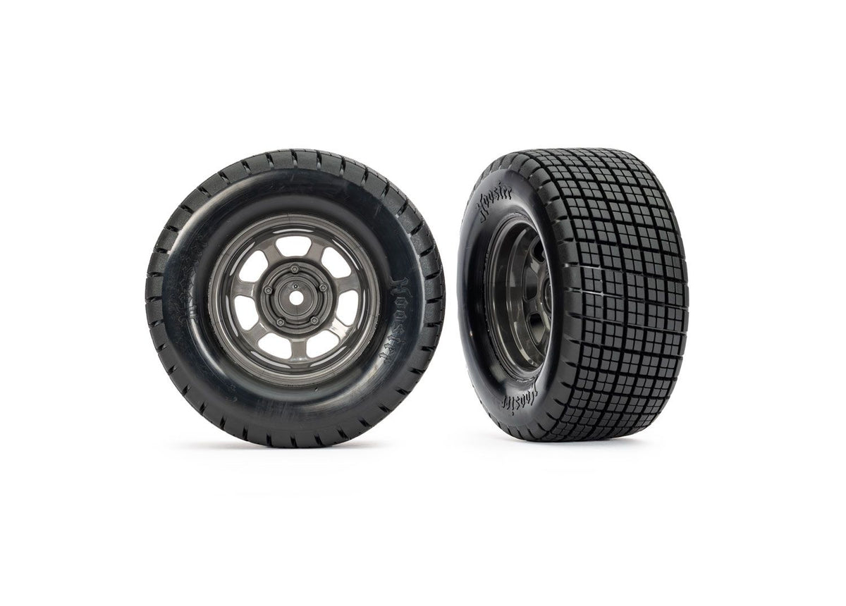 10473X   Dirt Oval Gray Front Wheels w/ Hoosier Tires (2)   | The RC Shop at Dr Dans