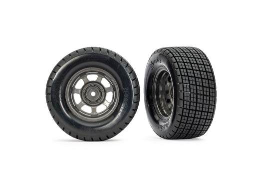 10473X   Dirt Oval Gray Front Wheels w/ Hoosier Tires (2)   | The RC Shop at Dr Dans