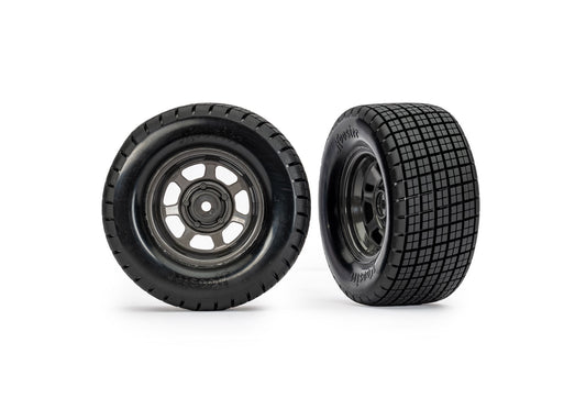 10474X Dirt Oval Gray Rear Wheels w/ Hoosier Tires (2)  | The RC Shop AT Dr Dans