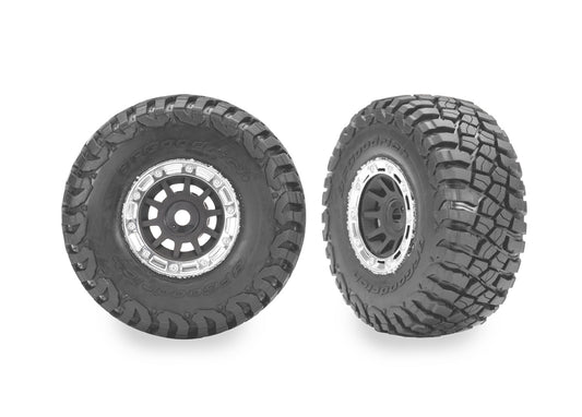 10870-GRAY 1.4" Gray & Chrome Wheels w/ BFG Mud-Terrain Tires (2)