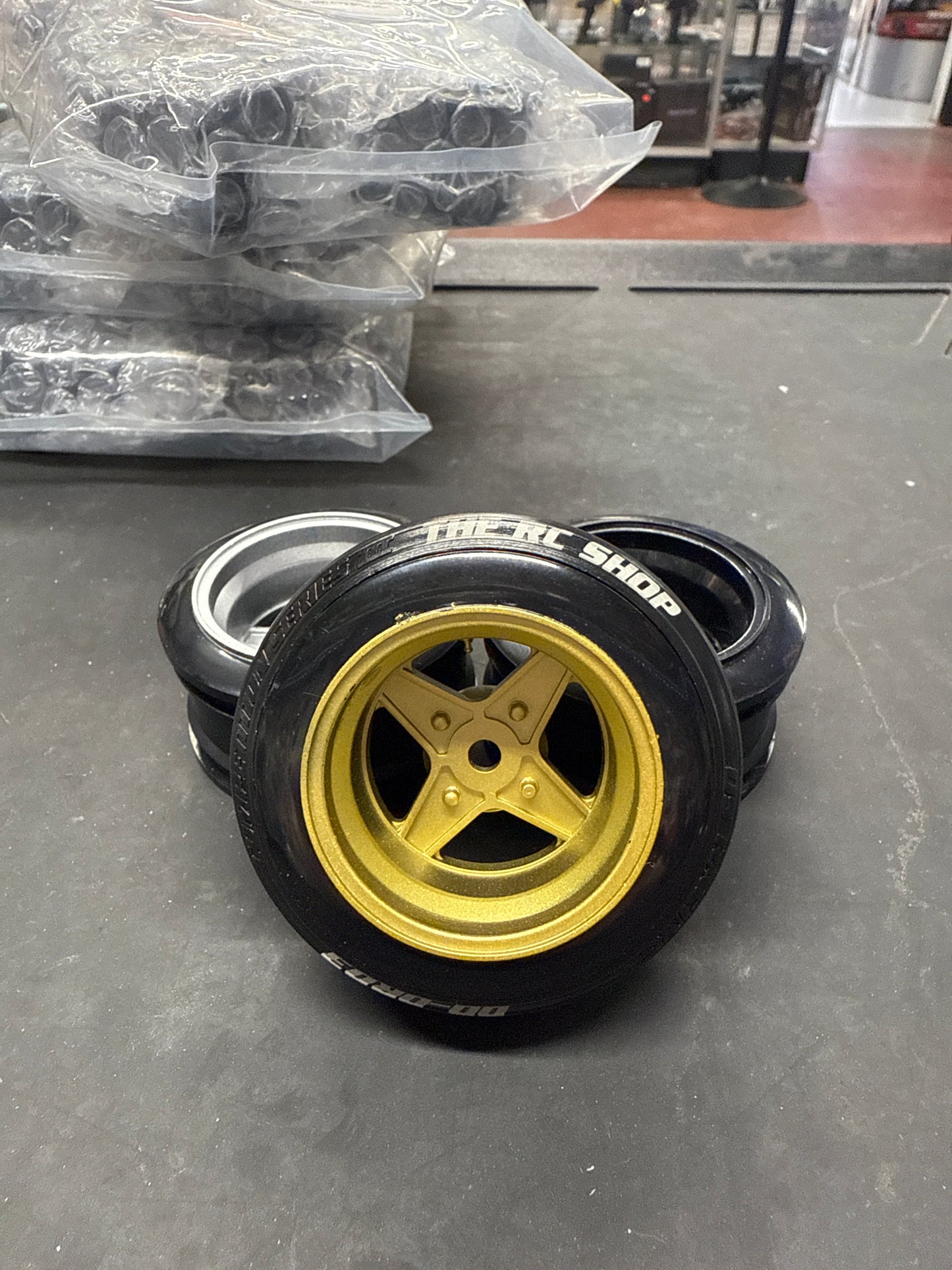 4pcs VINTAGE “Work Equip 01 “STYLE DRIFT  RC Car 1/10 Scale Plastic Wheels Rims 12mm Nut