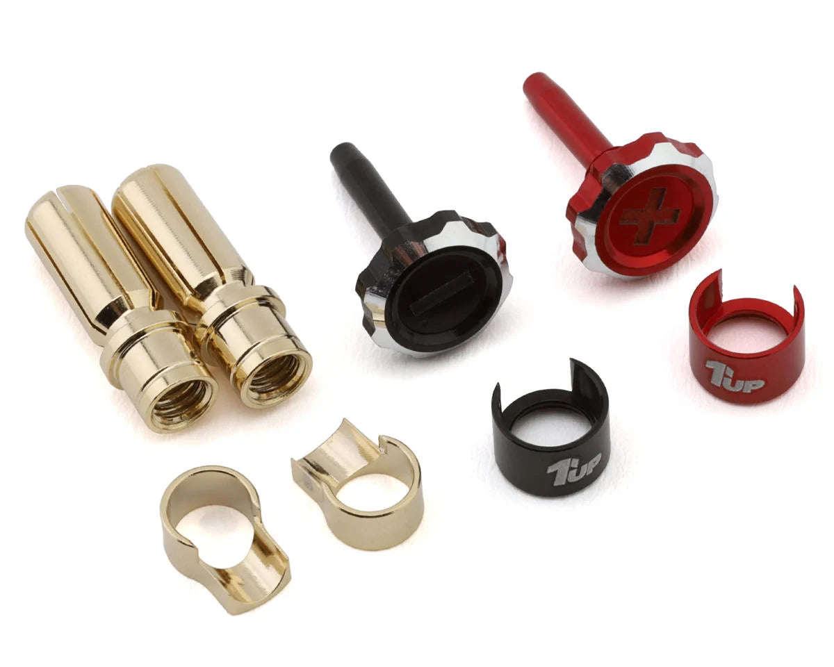 1UP190455   1UP Racing "Lockdown" Adjustable Bullet Plug Grips w/5mm Bullets (Red/Black)   | The RC Shop at Dr Dans