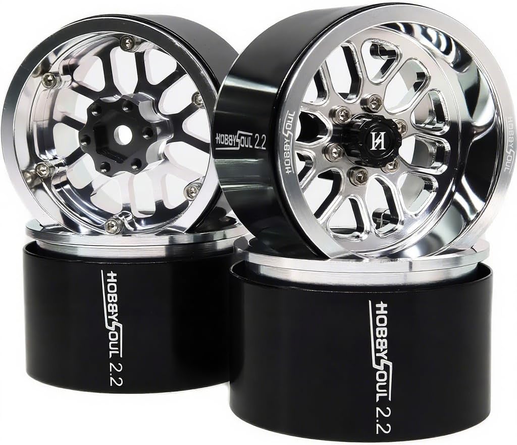 HOBBYSOUL 2.2 Beadlock Wheels -11mm Negative Offset 40mm Wide Rims 2.2 RC Wheels Hex 12mm for 1/10 RC Mud Crawler SCX10 Capra TRX4 Everest gen 7 Pro, Silver        | The RC Shop at Dr Dans