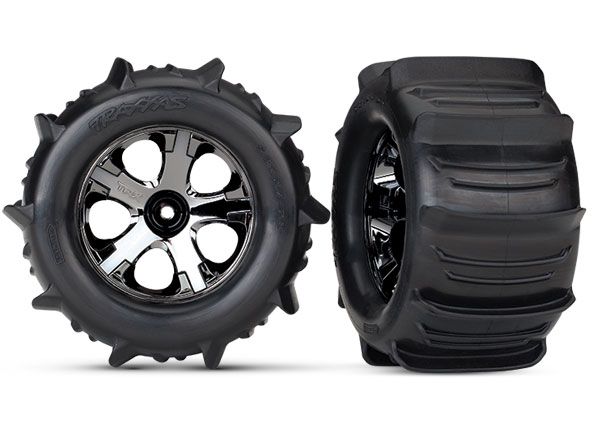 4175        All-Star 2.8" Black Chrome Wheels & Paddle Tires (2)        |The RC Shop at Dr Dans