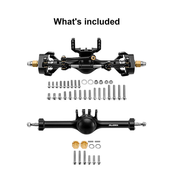 INJ4M-121BKFR     Injora Aluminum Planet Front & Rear Straight Axles Set for Traxxas® TRX-4M® w/Hydraulic Steering (Black) (+7mm) (Lay Down Servo)      | The RC Shop at Dr Dans